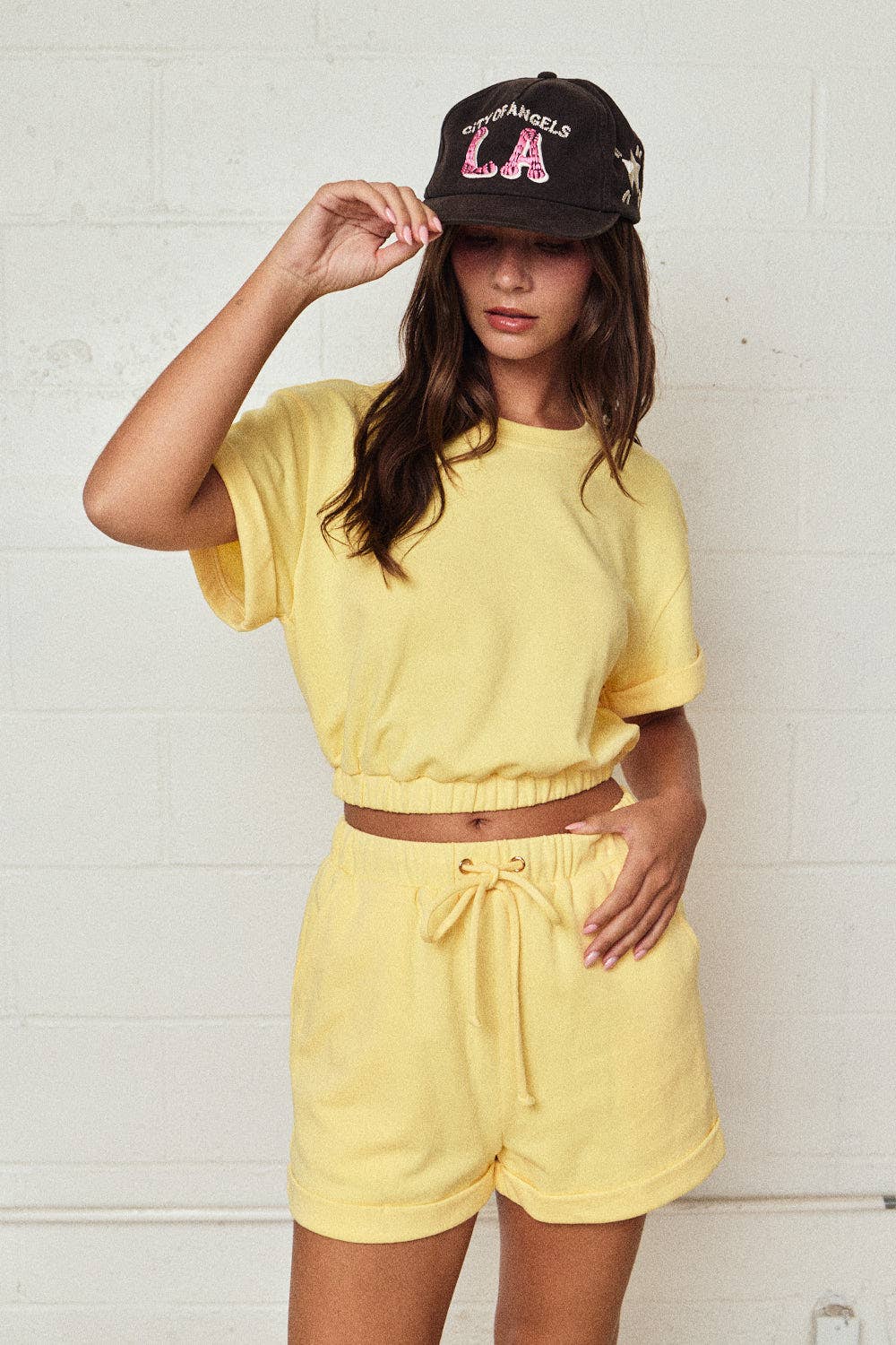 Papermoon - PX19514 - Cozy Short Sleeve Top and Shorts Set: BUTTER YELLOW