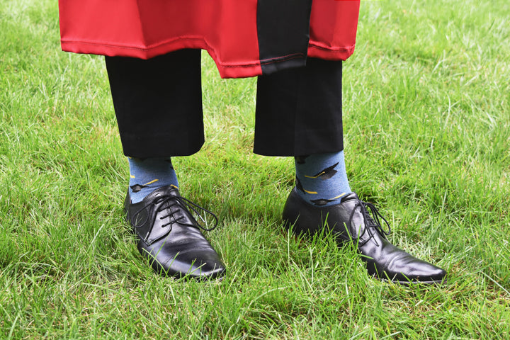 Infinity Classics International Inc. - MeMoi Graduation Cap Mens Bamboo Crew Sock: Denim Heather / 10 13