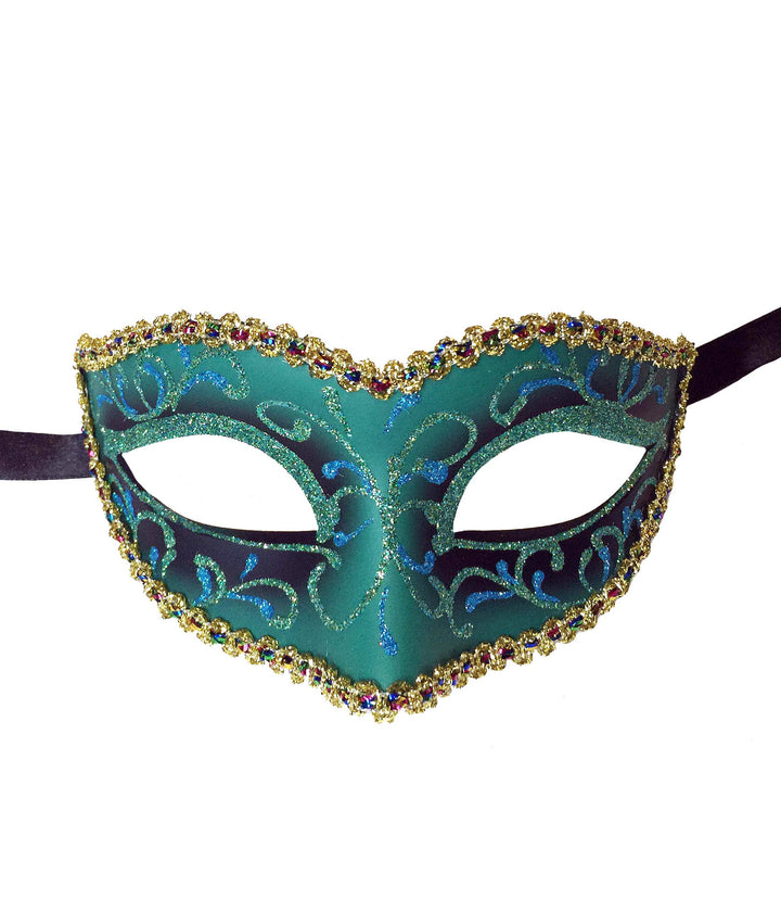 Mardi Gras Creations - Glitter Swirls Eyelet Mask With Trim: Mardigras