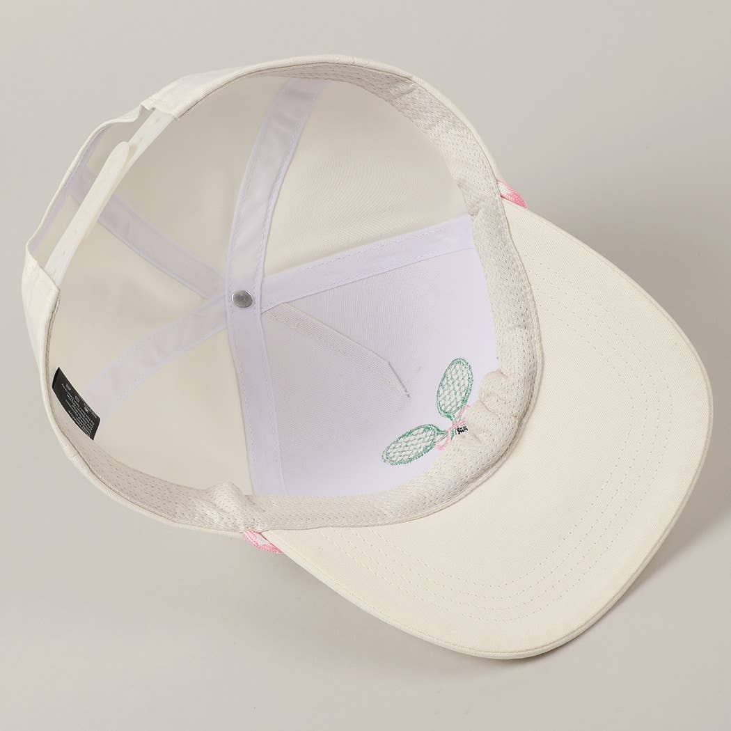 Fashion City - Tennis Racquets Ribbon Embroidery Trucker Hat: LT BLUE / ONE SIZE