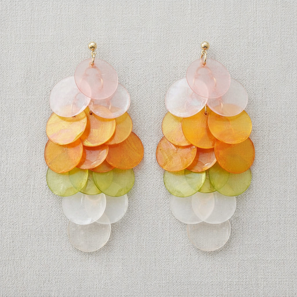 paperln - Oceanic Shell Geometric Tassel Earrings