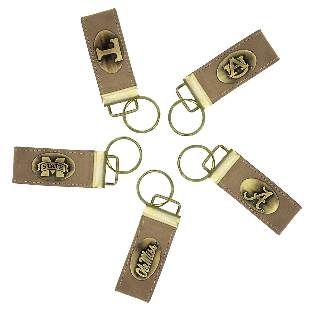 Zep-Pro - Collegiate Leather Key Fob. Crazyhorse Full Grain Leather With Antique Brass Logo. Alabama, Auburn, Ole Miss, Mississippi State, Tennessee.: Auburn Tigers