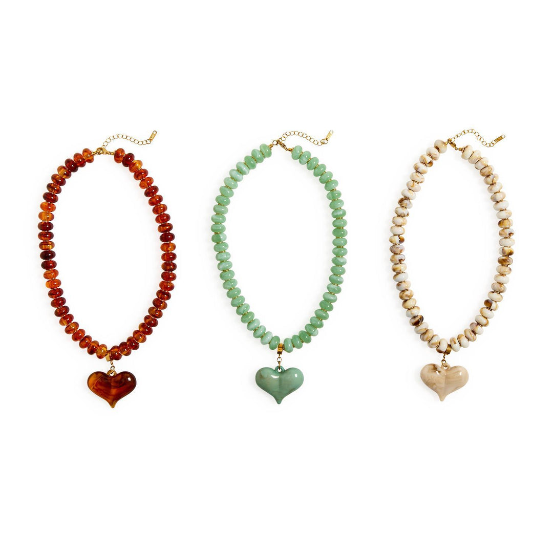 Chunky Heart Bead Necklace