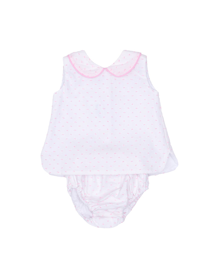 Raleigh Light Pink Swiss Dot Diaper Set