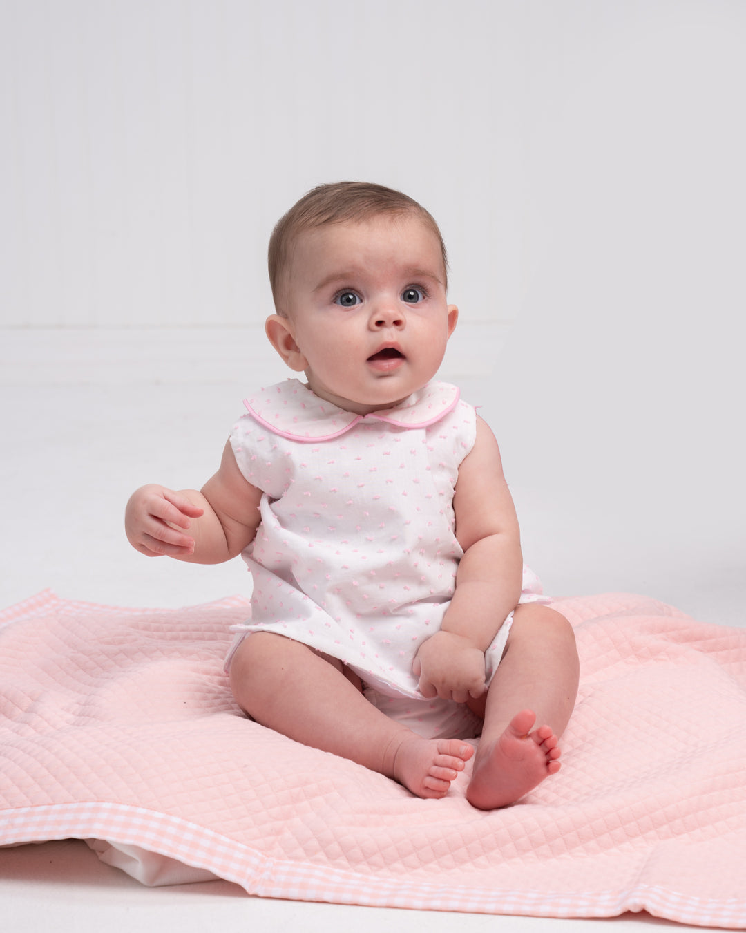 Raleigh Light Pink Swiss Dot Diaper Set