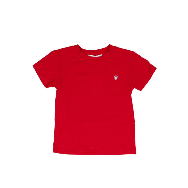 Red SS Signature Tee with White Acorn