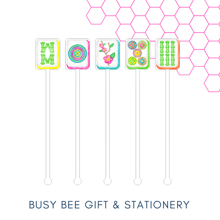Busy Bee Gift & Stationery - Dot Crack Bam Mahjong Cocktail Napkins Pink