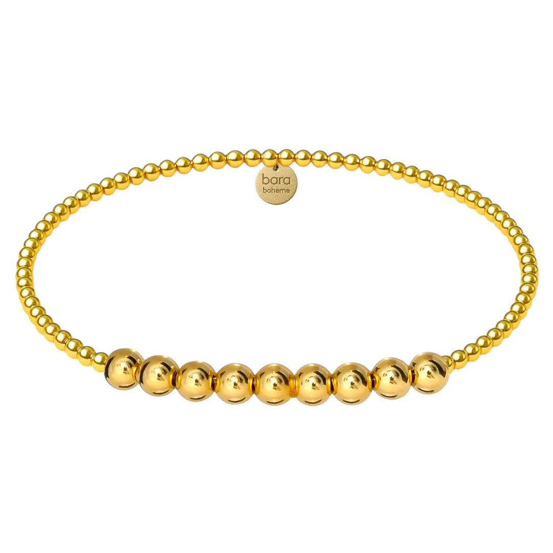 bara boheme - Robyn | Gold Filled Beaded Bracelet: 2-Tone (silver/gold) / Stretchy 6.5" (small)