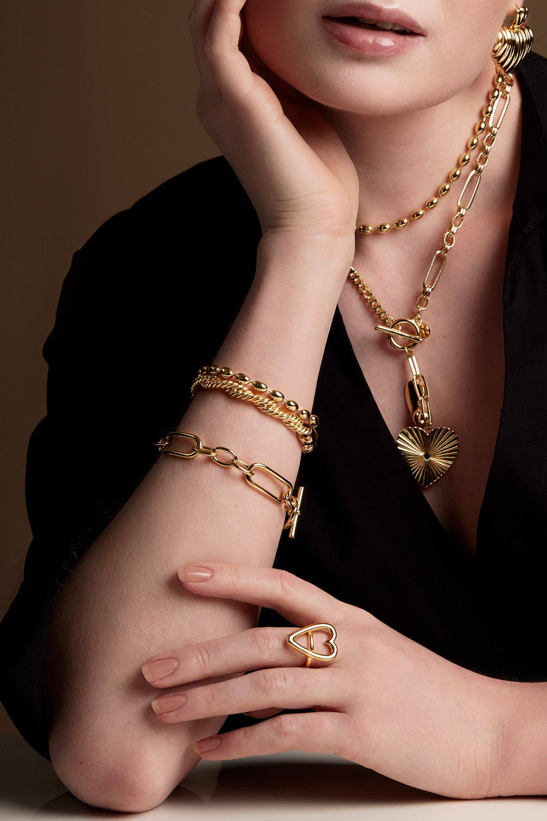 rho - Mixed Chain Toggle Bracelet (TS): GLD