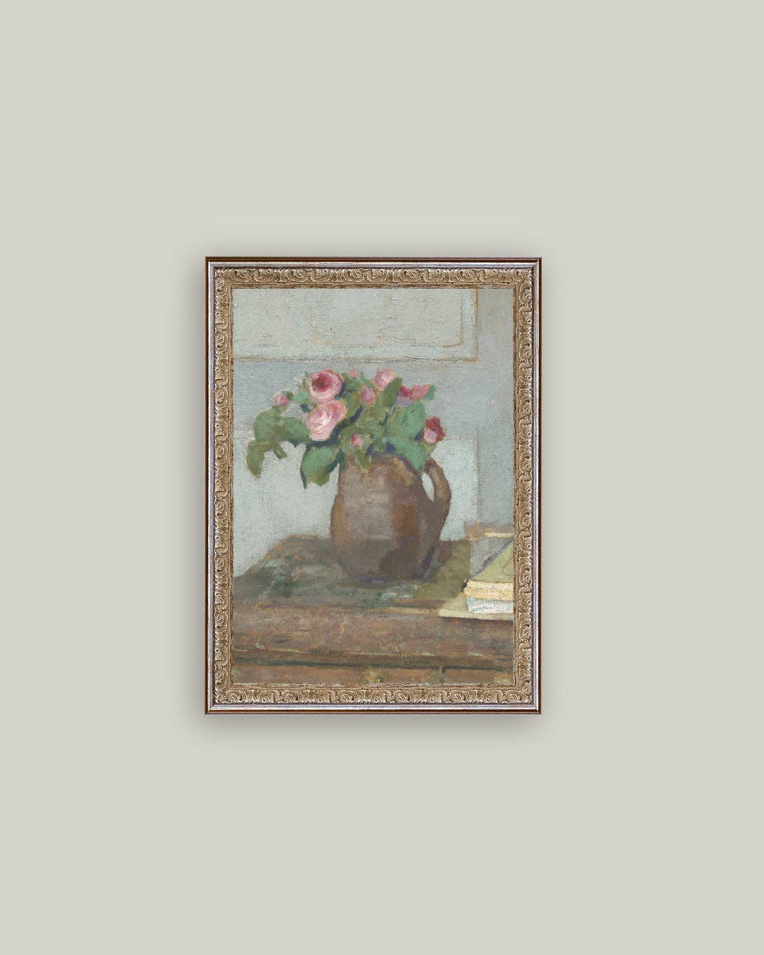 Petal Lane Home - Rose Vase Framed Antique Art: 12x16