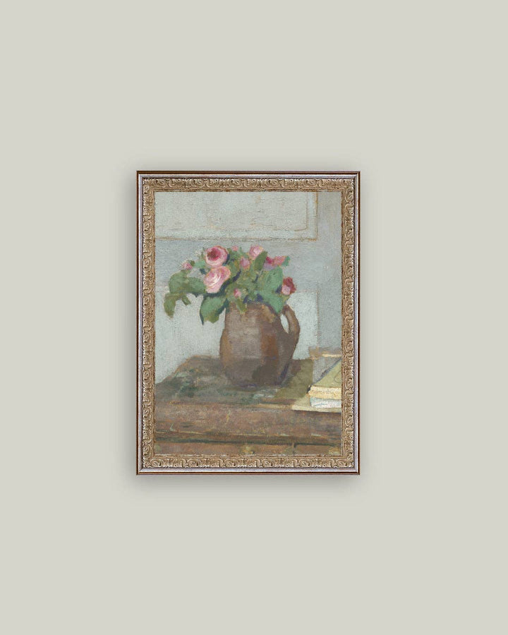 Petal Lane Home - Rose Vase Framed Antique Art: 12x16