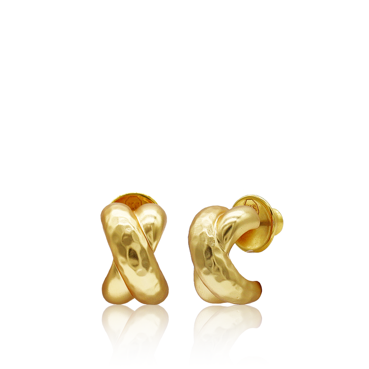 KARINE SULTAN - Hammered Cross Stud Earring - 24K Gold Plated