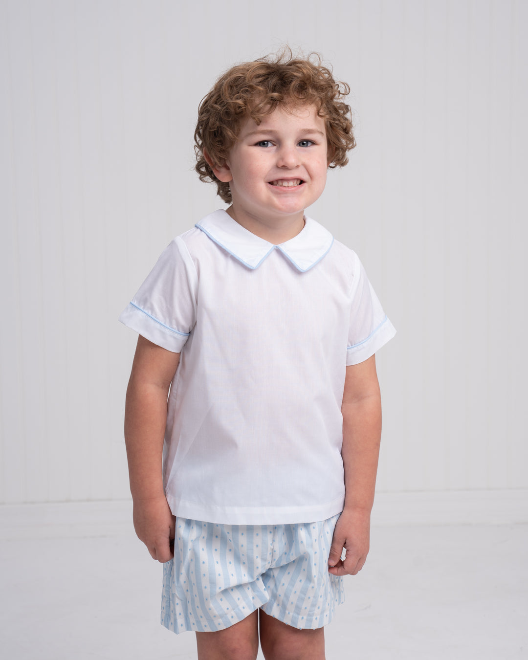 John Blue Stripe Breeze Short Set