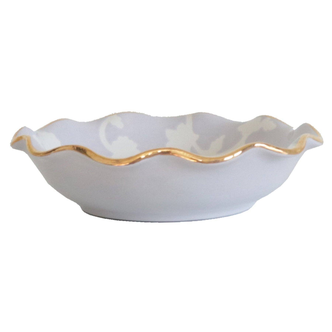 Lo Home by Lauren Haskell Designs - Chinoiserie Dreams Scalloped Bowls with 22K Gold Accent: French Blue / Large