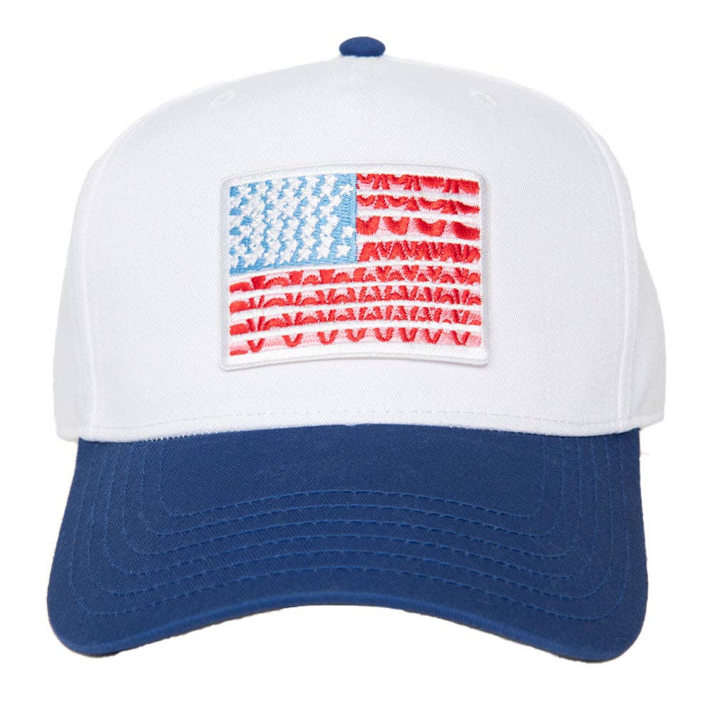 Katydid - American Flag Wholesale Two-Toned Hat: Red and White