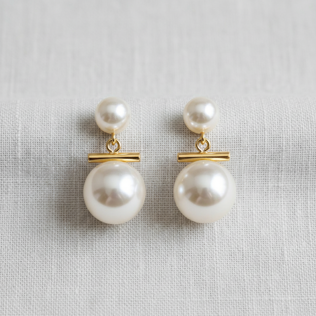 paperln - Pearl Drop Earrings with Zirconia Accents