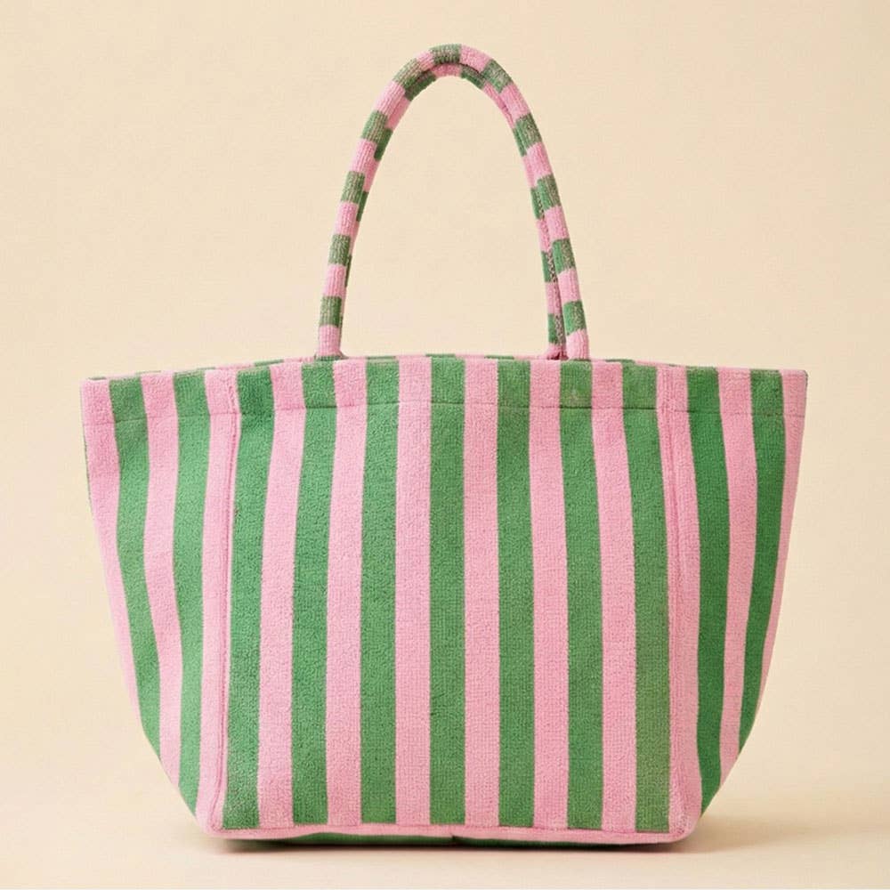 Sensibling Corp. - Striped Terry Tote Bag: Pink&Green