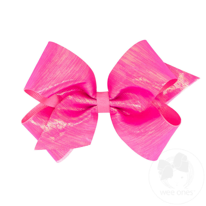 Wee Ones Medium Sheer Iridescent and Grosgrain Overlay Hair Bow