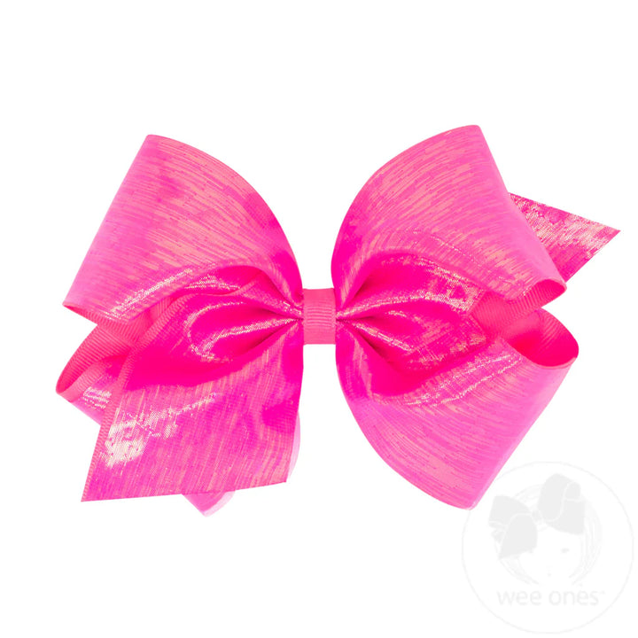 Wee Ones King Sheer Iridescent and Grosgrain Overlay Hair Bow