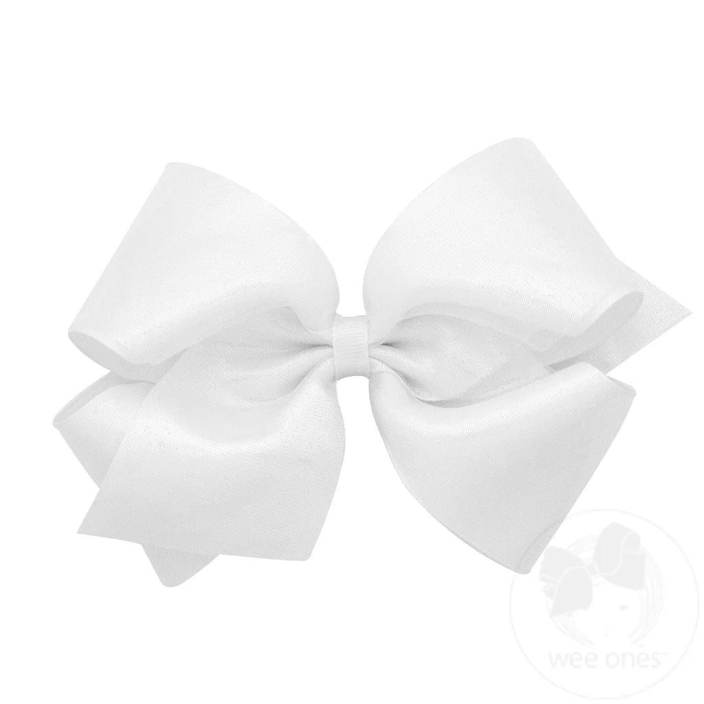 Wee Ones King Sheer Iridescent and Grosgrain Overlay Hair Bow