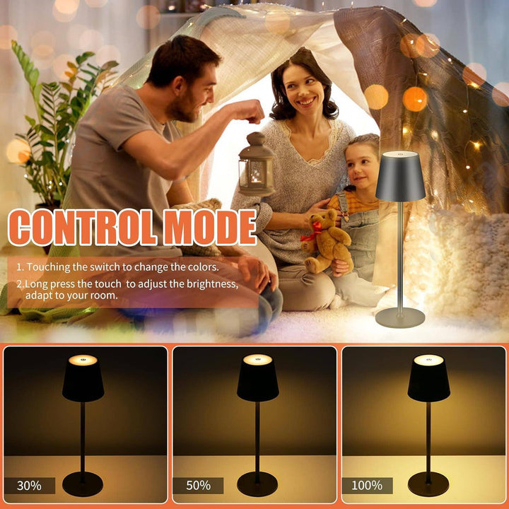 LAX Gadgets - Sleek Cordless Table Lamp- Adjustable Lighting for Any Space: Black