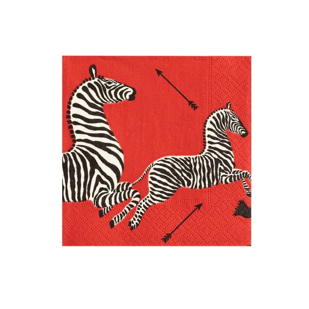 Zebras Red Cocktail Napkin