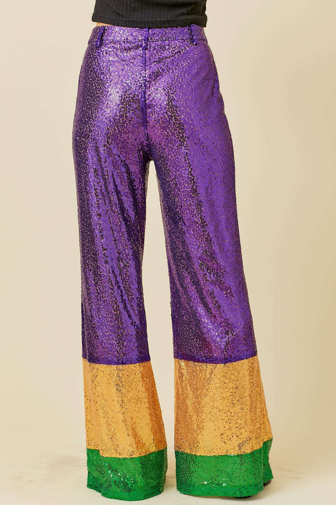 Main Strip - Mardi Gras Sequin Wide Pants: MARDI GRAS / S