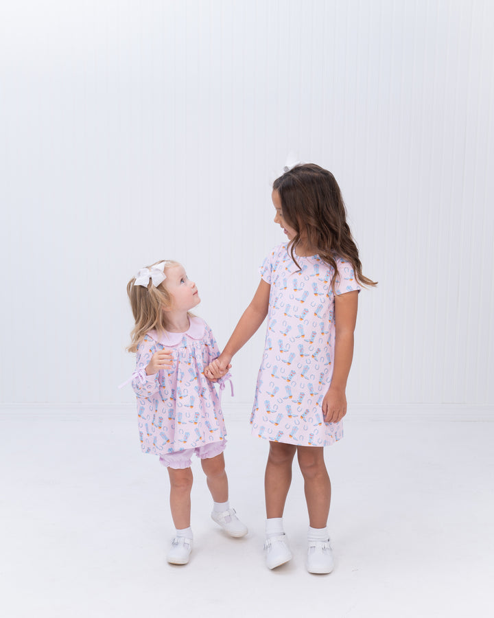 Mary Charlotte Pink Rodeo Bloomer Set