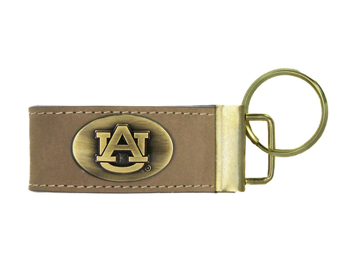 Zep-Pro - Collegiate Leather Key Fob. Crazyhorse Full Grain Leather With Antique Brass Logo. Alabama, Auburn, Ole Miss, Mississippi State, Tennessee.: Auburn Tigers