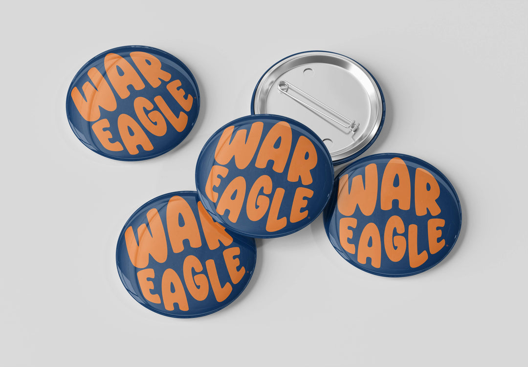Cute As A Button - Auburn War Eagle Bubble Letter Button