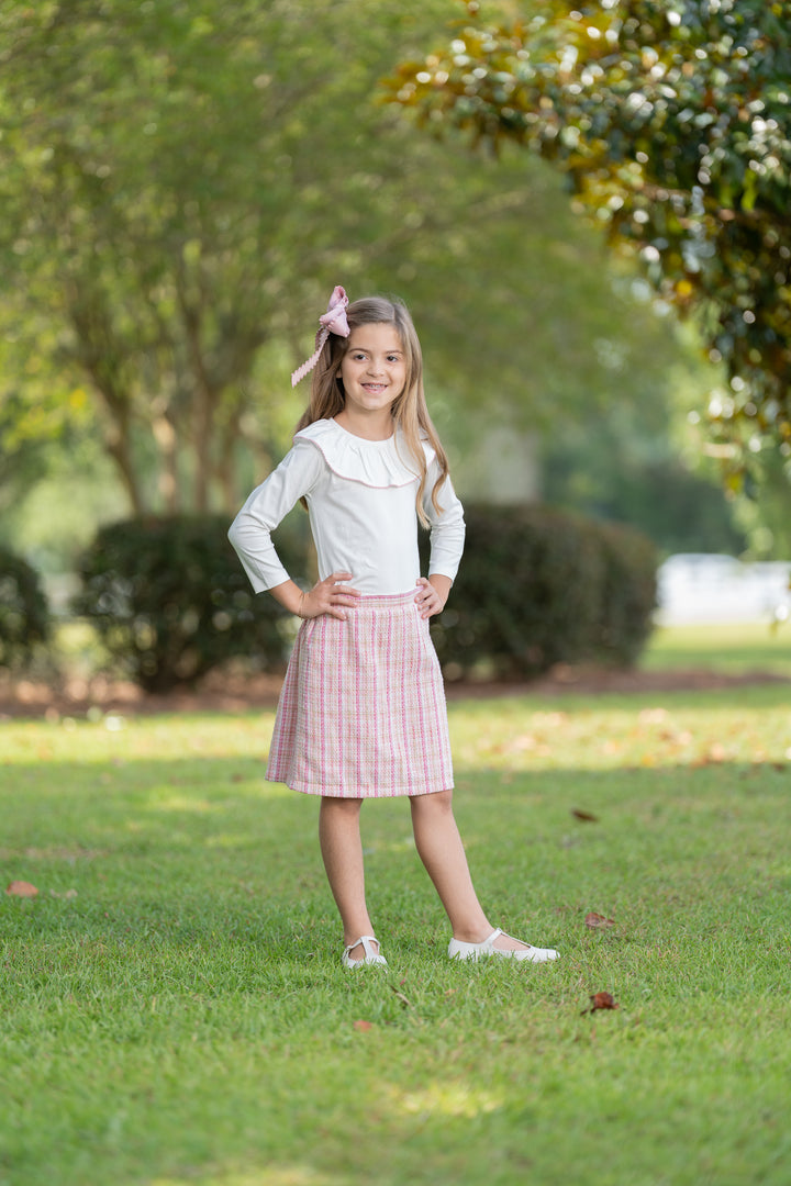 Kimberly Pink Brown Tweed Skirt