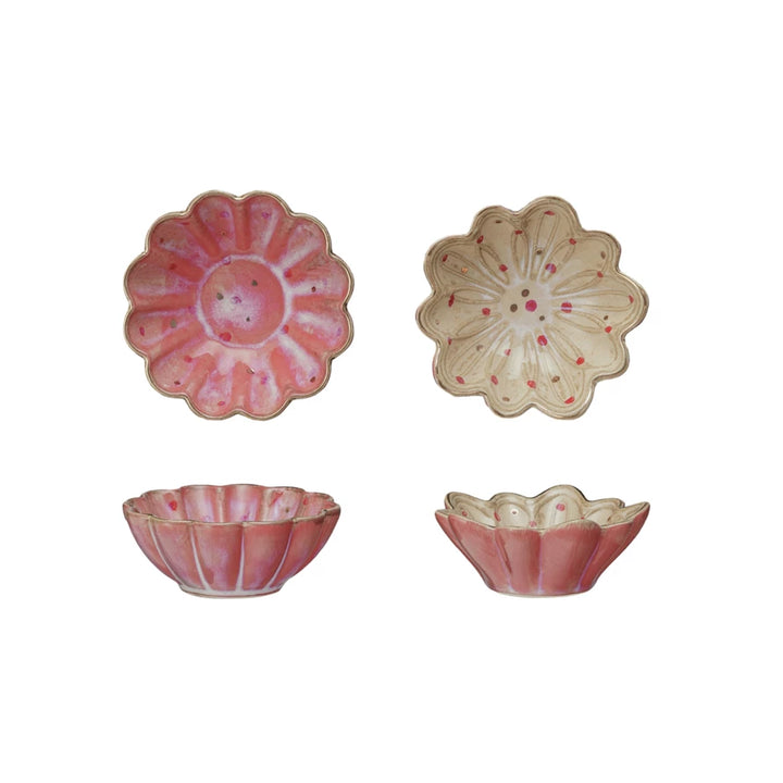 3-1/2" Rnd Stoneware Fluted Dish, Multi, 2 Styles