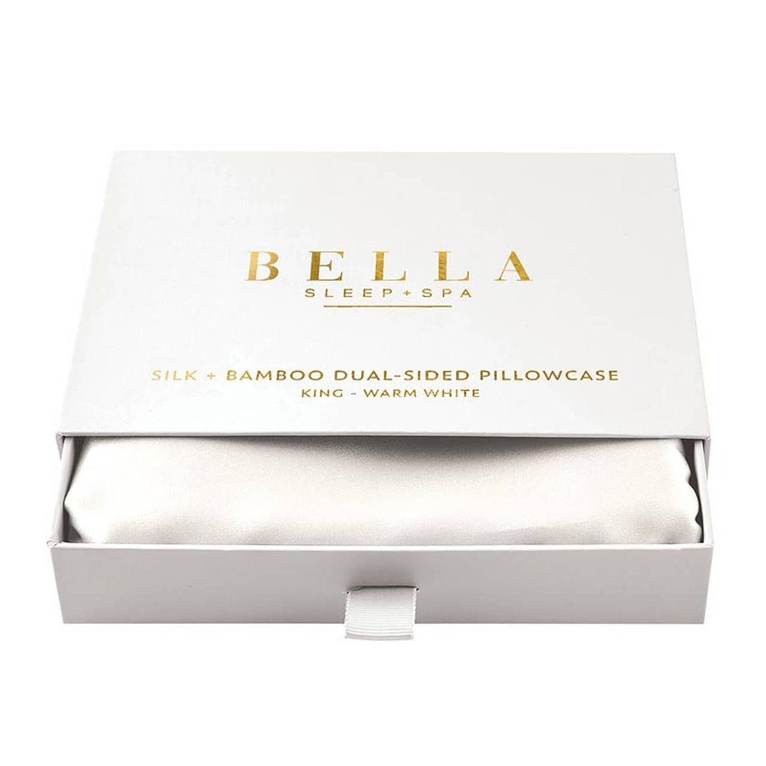 Angle - Dual-Sided Silk + Bamboo Pillowcase - King - Warm White