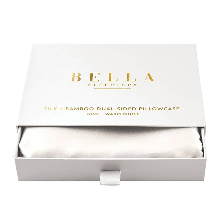 Angle - Dual-Sided Silk + Bamboo Pillowcase - King - Warm White