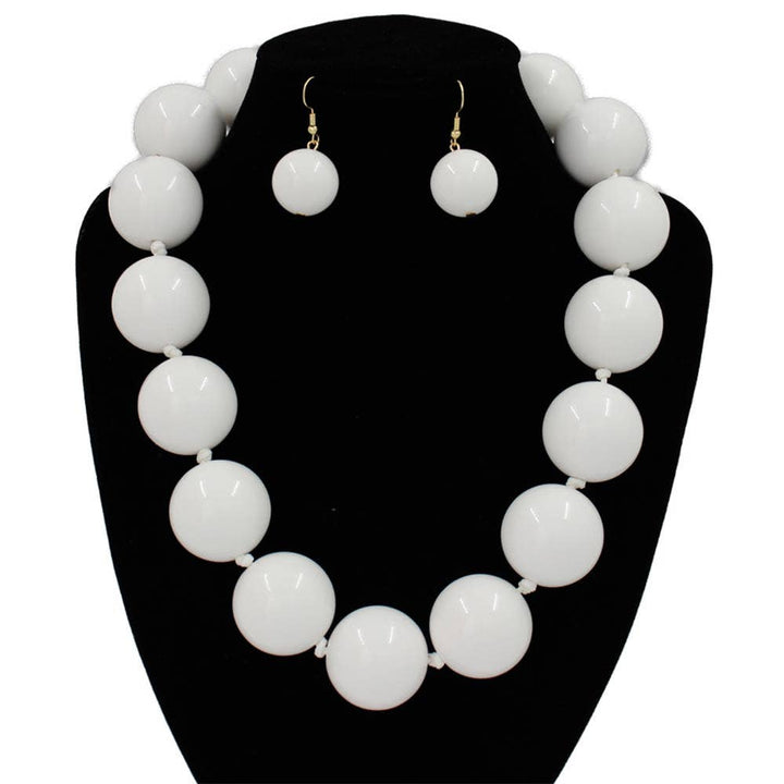 Sensibling Corp. - Chunky Ball Beaded Statement Necklace: Light Blue