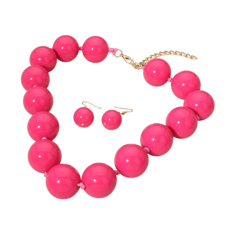Sensibling Corp. - Chunky Ball Beaded Statement Necklace: Light Blue