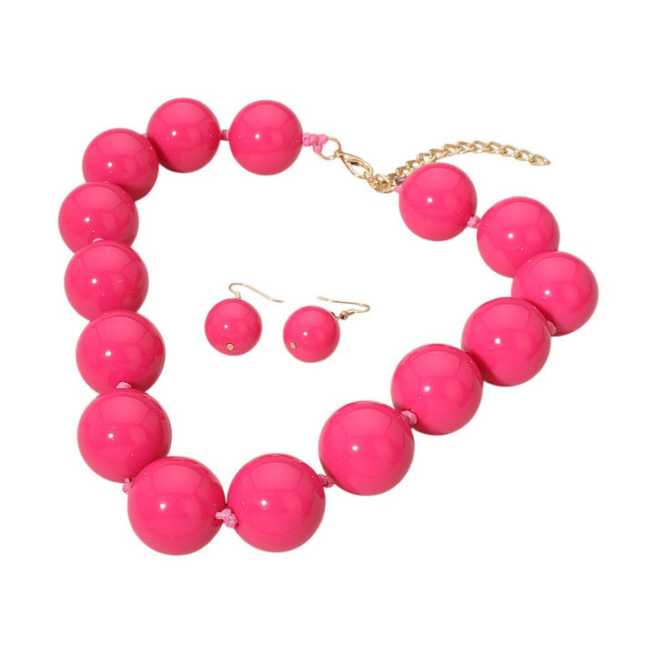 Sensibling Corp. - Chunky Ball Beaded Statement Necklace: Light Blue