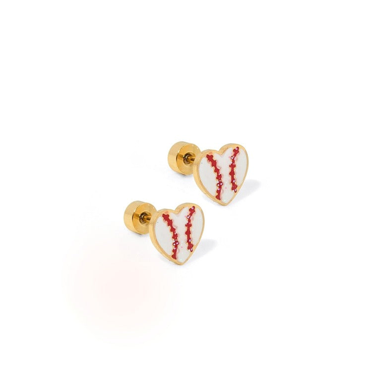 Screwback Stud Earrings - Baseball