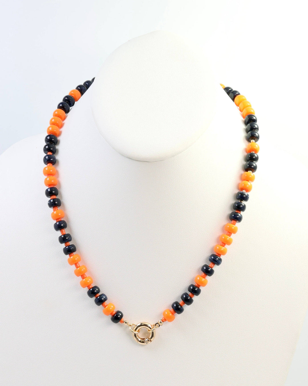 Caroline Hill - McLane Stone Necklace with Toggle Navy Orange: Default