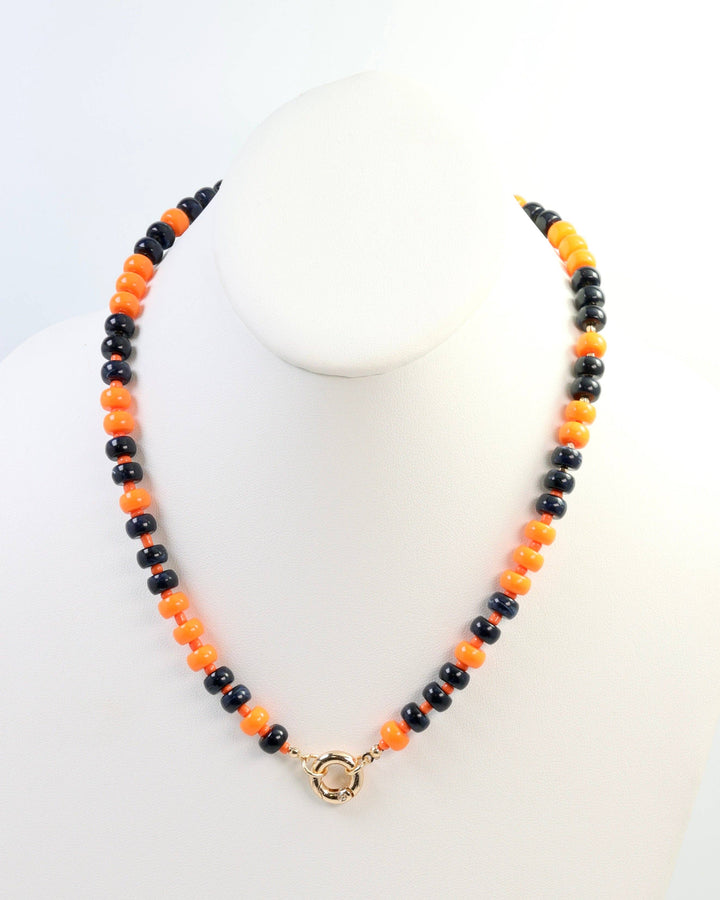 Caroline Hill - McLane Stone Necklace with Toggle Navy Orange: Default