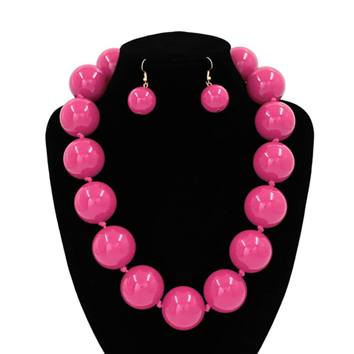 Sensibling Corp. - Chunky Ball Beaded Statement Necklace: Light Blue