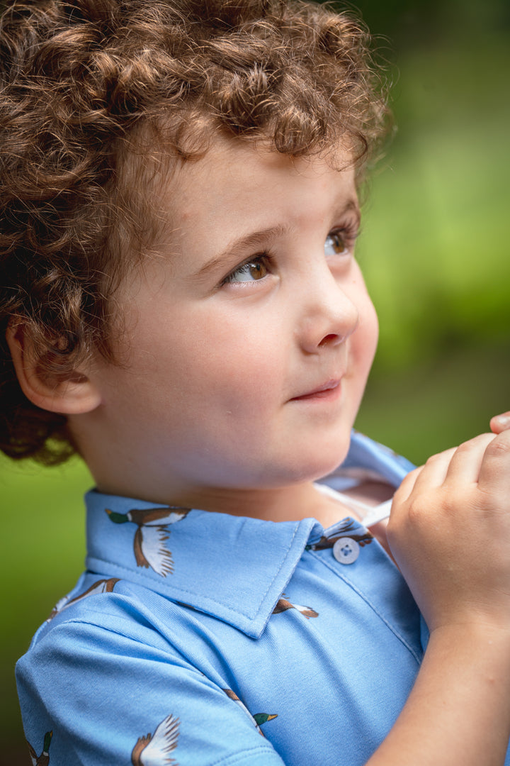 Little Mallard Blue Short Sleeve Polo