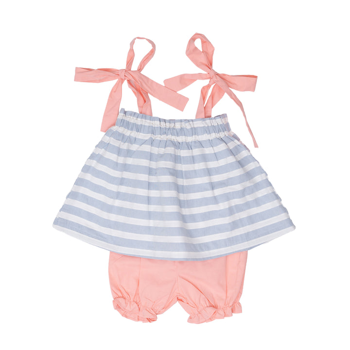 Wrenley Blue and White Stripe Bloomer Set