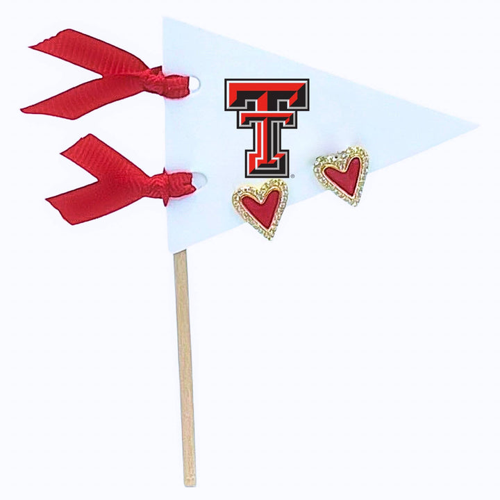 Color Shout - Love my College: Bright Color Heart Studs on Logo Pennant Flag: Alabama