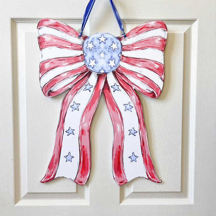 Home Malone - Patriotic Bow Door Hanger - USA 4th Of July Memorial America