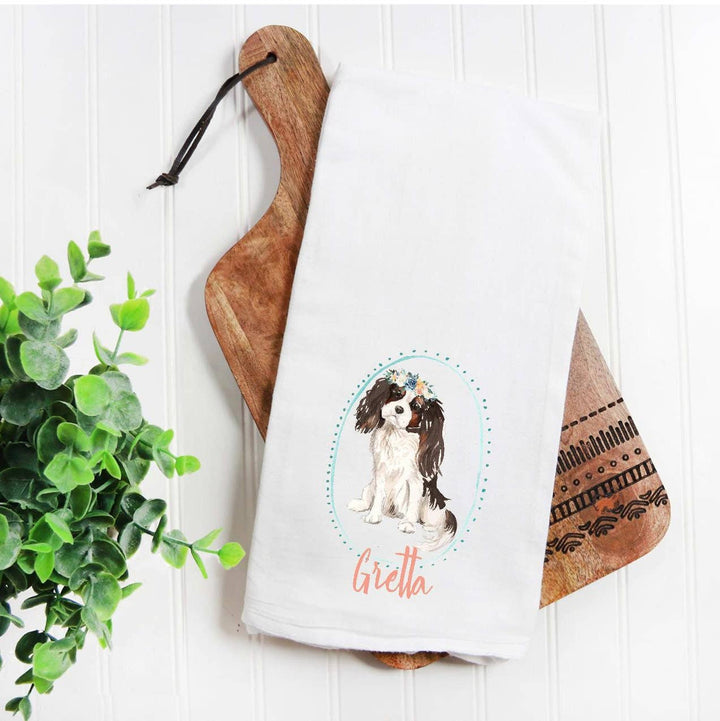 The Preppy Pineapple Home - Custom King Charles Spaniel Dog Towel: No Accessory / Wingback Chair