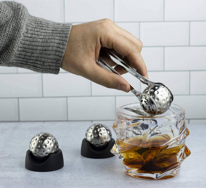 Golf Ball Shaped Stainless Steel Whiskey Stones 4 set