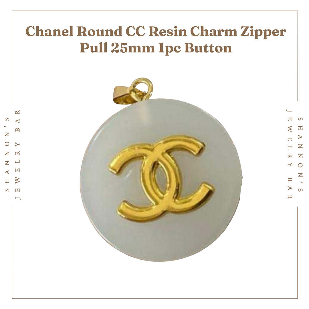 Shannon's Jewelry Bar - CHANEL Charm Zipper Pull Gold CC Grey Round Resin 25mm