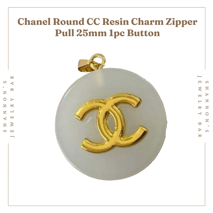 Shannon's Jewelry Bar - CHANEL Charm Zipper Pull Gold CC Grey Round Resin 25mm