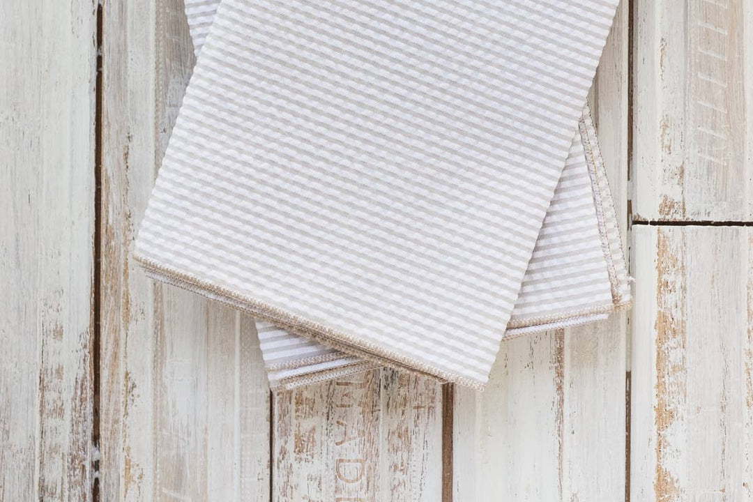 Dot and Army - Seersucker Everyday Napkins, set of four: Navy Blue